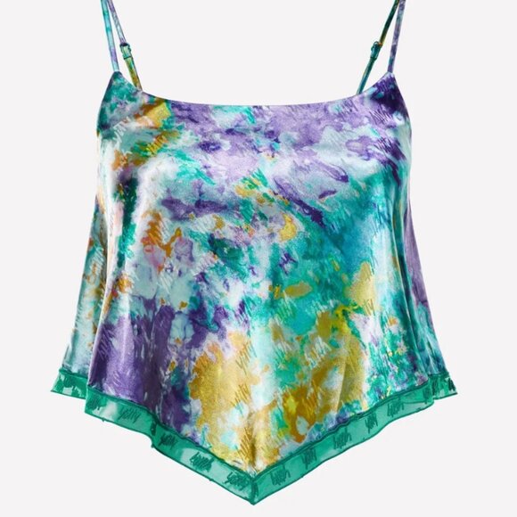 *brand new, set of 2* Yitty Satin Pretty Flowy Camisole AND Short Deep Sea (L) - Picture 2 of 13